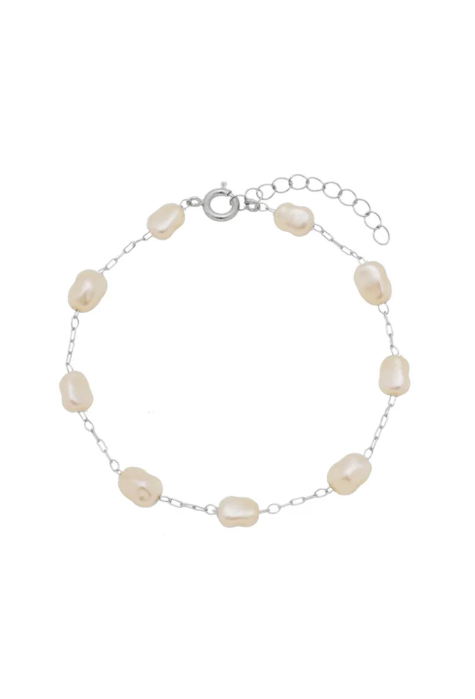 Pulseira de Pérolas no Ródio