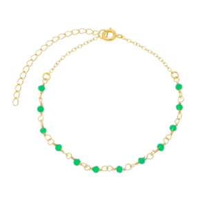Pulseira com cristais verde no ouro 18k