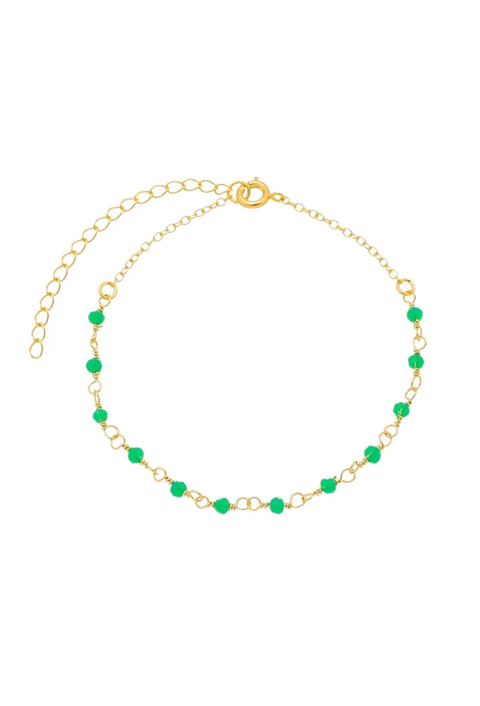 Pulseira com cristais verde no ouro 18k