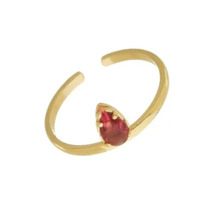 Anel ajustável com pedra de gota rubelita